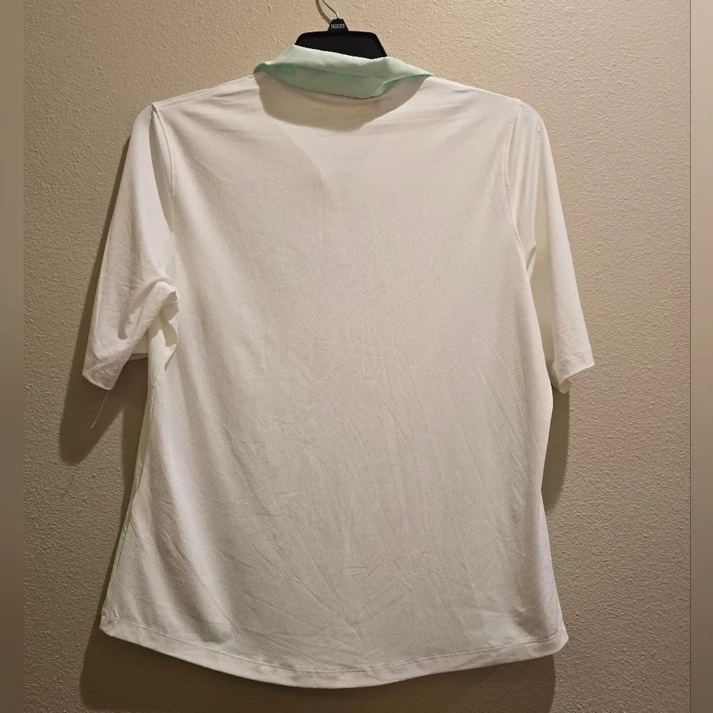 Womens Under Armour Polo White Mint Fade Heatgear Golf Sz Large NWT - Picture 2 of 2